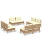 vidaXL 8-tlg. Garten-Lounge-Set mit Creme Kissen Kiefernholz vidaXL 8-tlg. Garten-Lounge-Set mit Creme Kissen Kiefernholz