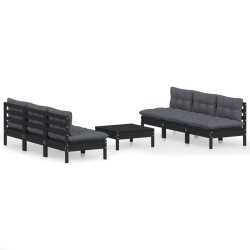 vidaXL 7-tlg. Garten-Lounge-Set mit Anthrazit Kissen Kiefernholz