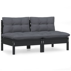 vidaXL 2-Sitzer-Gartensofa mit Anthrazit Kissen Massivholz Kiefer