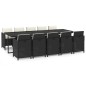 vidaXL 11-tlg. Garten-Essgruppe mit Kissen Poly Rattan Schwarz vidaXL 11-tlg. Garten-Essgruppe mit Kissen Poly Rattan Schwarz