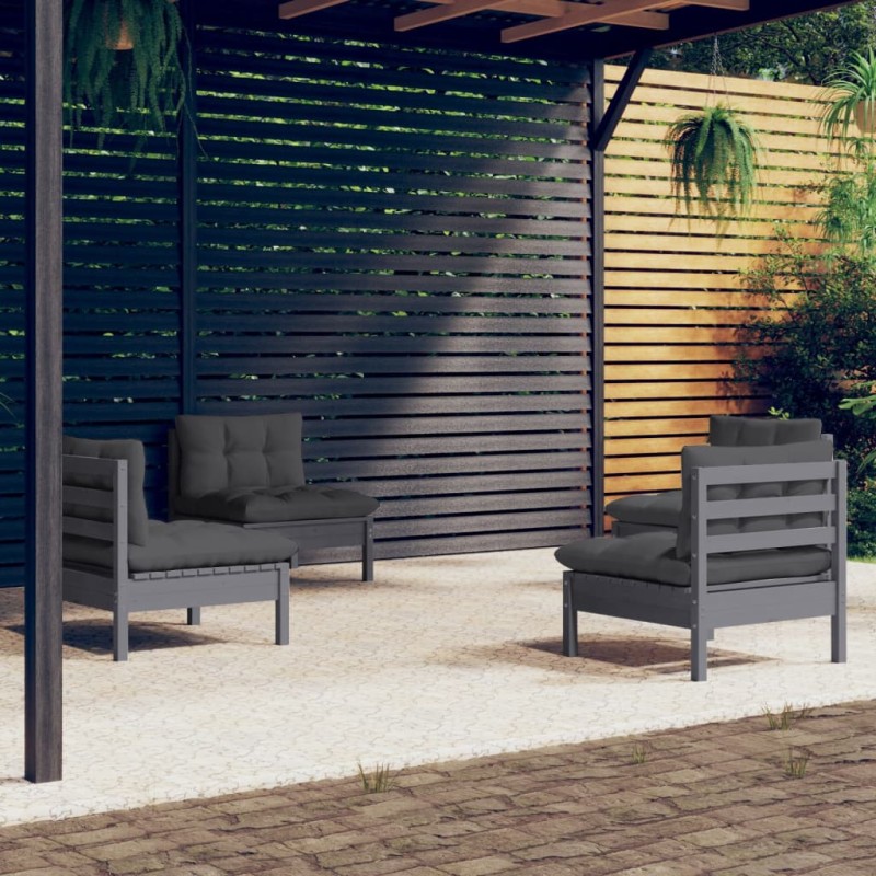 vidaXL 4-tlg. Garten-Lounge-Set mit Anthrazit Kissen Kiefernholz vidaXL 4-tlg. Garten-Lounge-Set mit Anthrazit Kissen Kiefernholz