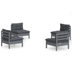 vidaXL 4-tlg. Garten-Lounge-Set mit Anthrazit Kissen Kiefernholz