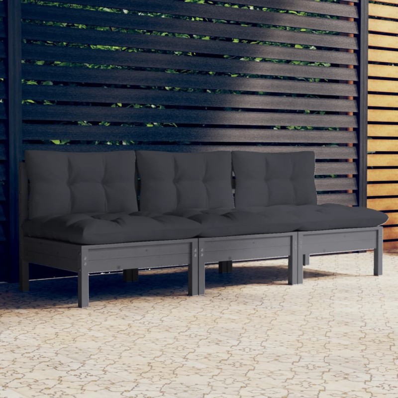 vidaXL 3-Sitzer-Gartensofa mit Anthrazit Kissen Massivholz Kiefer vidaXL 3-Sitzer-Gartensofa mit Anthrazit Kissen Massivholz Kiefer