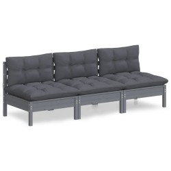 vidaXL 3-Sitzer-Gartensofa mit Anthrazit Kissen Massivholz Kiefer