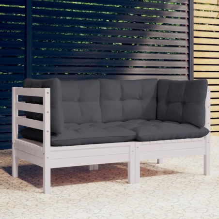 vidaXL 2-Sitzer-Gartensofa mit Anthrazit Kissen Massivholz Kiefer