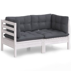 vidaXL 2-Sitzer-Gartensofa mit Anthrazit Kissen Massivholz Kiefer