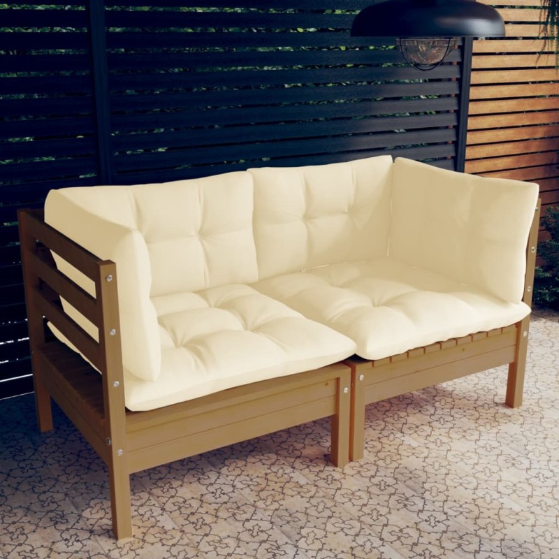 vidaXL 2-Sitzer-Gartensofa mit Creme Kissen Massivholz Kiefer vidaXL 2-Sitzer-Gartensofa mit Creme Kissen Massivholz Kiefer