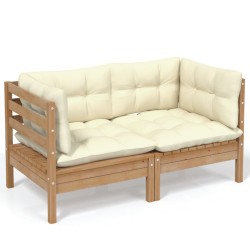 vidaXL 2-Sitzer-Gartensofa mit Creme Kissen Massivholz Kiefer