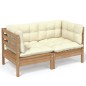 vidaXL 2-Sitzer-Gartensofa mit Creme Kissen Massivholz Kiefer vidaXL 2-Sitzer-Gartensofa mit Creme Kissen Massivholz Kiefer