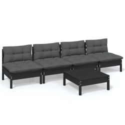 vidaXL 5-tlg. Garten-Lounge-Set mit Anthrazit Kissen Kiefernholz
