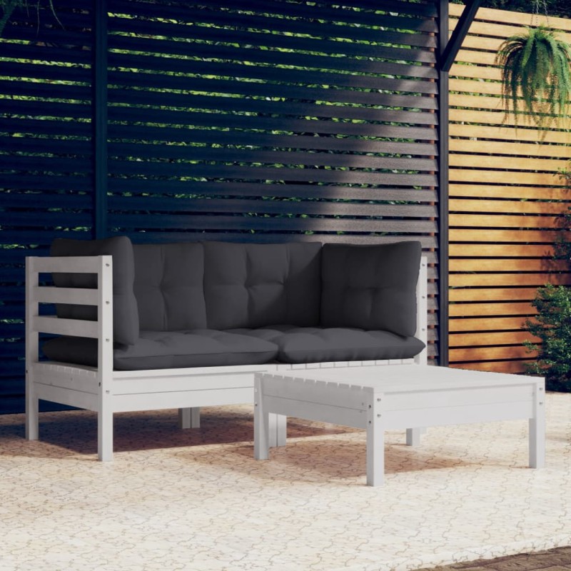 vidaXL 3-tlg. Garten-Lounge-Set mit Anthrazit Kissen Kiefernholz vidaXL 3-tlg. Garten-Lounge-Set mit Anthrazit Kissen Kiefernholz