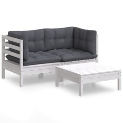 vidaXL 3-tlg. Garten-Lounge-Set mit Anthrazit Kissen Kiefernholz