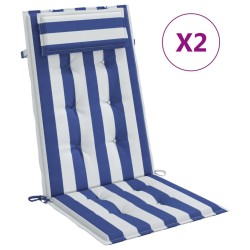 Hochlehner-Auflagen 2 Stk. Blau & Weiß Gestreift Oxford-Gewebe