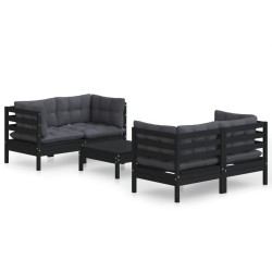 vidaXL 5-tlg. Garten-Lounge-Set mit Anthrazit Kissen Kiefernholz