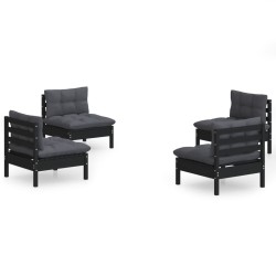 vidaXL 4-tlg. Garten-Lounge-Set mit Anthrazit Kissen Kiefernholz