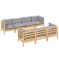 vidaXL 8-tlg. Garten-Lounge-Set mit Grauen Kissen Kiefer Massivholz vidaXL 8-tlg. Garten-Lounge-Set mit Grauen Kissen Kiefer Massivholz