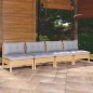 vidaXL 4-Sitzer-Gartensofa mit Grauen Kissen Massivholz Kiefer vidaXL 4-Sitzer-Gartensofa mit Grauen Kissen Massivholz Kiefer