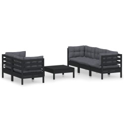 vidaXL 6-tlg. Garten-Lounge-Set mit Anthrazit Kissen Kiefernholz