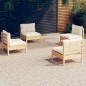 vidaXL 4-tlg. Garten-Lounge-Set mit Creme Kissen Kiefernholz vidaXL 4-tlg. Garten-Lounge-Set mit Creme Kissen Kiefernholz