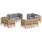vidaXL 8-tlg. Garten-Lounge-Set mit Grauen Kissen Kiefernholz vidaXL 8-tlg. Garten-Lounge-Set mit Grauen Kissen Kiefernholz
