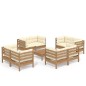 vidaXL 9-tlg. Garten-Lounge-Set mit Creme Kissen Kiefernholz vidaXL 9-tlg. Garten-Lounge-Set mit Creme Kissen Kiefernholz
