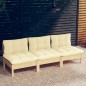 vidaXL 3-Sitzer-Gartensofa mit Creme Kissen Massivholz Kiefer vidaXL 3-Sitzer-Gartensofa mit Creme Kissen Massivholz Kiefer