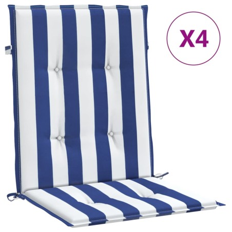 vidaXL Niedriglehner-Auflagen 4 Stk. Blau & Weiß Gestreift Stoff