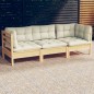 vidaXL 3-Sitzer-Gartensofa mit Creme Kissen Massivholz Kiefer vidaXL 3-Sitzer-Gartensofa mit Creme Kissen Massivholz Kiefer