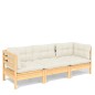 vidaXL 3-Sitzer-Gartensofa mit Creme Kissen Massivholz Kiefer vidaXL 3-Sitzer-Gartensofa mit Creme Kissen Massivholz Kiefer