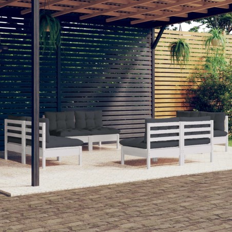 vidaXL 8-tlg. Garten-Lounge-Set mit Anthrazit Kissen Kiefernholz
