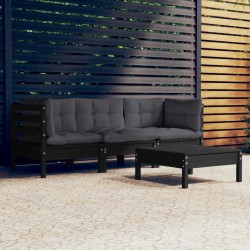 vidaXL 4-tlg. Garten-Lounge-Set mit Anthrazit Kissen Kiefernholz