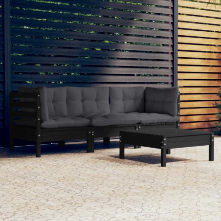 vidaXL 4-tlg. Garten-Lounge-Set mit Anthrazit Kissen Kiefernholz