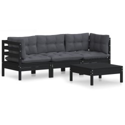 vidaXL 4-tlg. Garten-Lounge-Set mit Anthrazit Kissen Kiefernholz