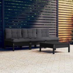 vidaXL 4-tlg. Garten-Lounge-Set mit Anthrazit Kissen Kiefernholz