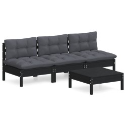 vidaXL 4-tlg. Garten-Lounge-Set mit Anthrazit Kissen Kiefernholz