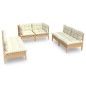 vidaXL 6-tlg. Garten-Lounge-Set mit Creme Kissen Massivholz Kiefer vidaXL 6-tlg. Garten-Lounge-Set mit Creme Kissen Massivholz Kiefer
