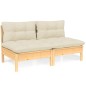 vidaXL 2-Sitzer-Gartensofa mit Creme Kissen Massivholz Kiefer vidaXL 2-Sitzer-Gartensofa mit Creme Kissen Massivholz Kiefer
