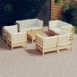 vidaXL 9-tlg. Garten-Lounge-Set mit Creme Kissen Kiefernholz vidaXL 9-tlg. Garten-Lounge-Set mit Creme Kissen Kiefernholz