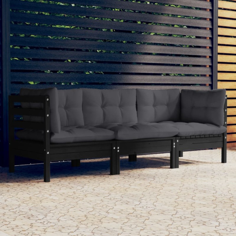 vidaXL 3-Sitzer-Gartensofa mit Anthrazit Kissen Massivholz Kiefer vidaXL 3-Sitzer-Gartensofa mit Anthrazit Kissen Massivholz Kiefer