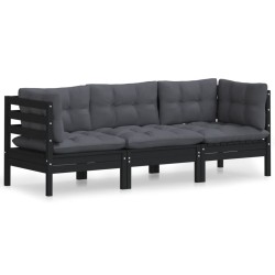 vidaXL 3-Sitzer-Gartensofa mit Anthrazit Kissen Massivholz Kiefer