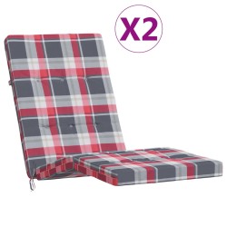 vidaXL Liegestuhl-Auflagen 2 Stk. Rot Karomuster Oxford-Gewebe