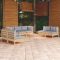vidaXL 7-tlg. Garten-Lounge-Set mit Grauen Kissen Kiefer Massivholz vidaXL 7-tlg. Garten-Lounge-Set mit Grauen Kissen Kiefer Massivholz