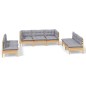 vidaXL 7-tlg. Garten-Lounge-Set mit Grauen Kissen Kiefer Massivholz vidaXL 7-tlg. Garten-Lounge-Set mit Grauen Kissen Kiefer Massivholz