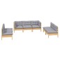 vidaXL 7-tlg. Garten-Lounge-Set mit Grauen Kissen Kiefer Massivholz vidaXL 7-tlg. Garten-Lounge-Set mit Grauen Kissen Kiefer Massivholz