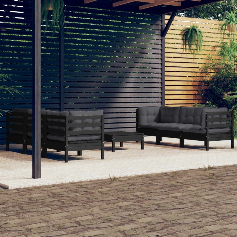 vidaXL 7-tlg. Garten-Lounge-Set mit Anthrazit Kissen Kiefernholz vidaXL 7-tlg. Garten-Lounge-Set mit Anthrazit Kissen Kiefernholz