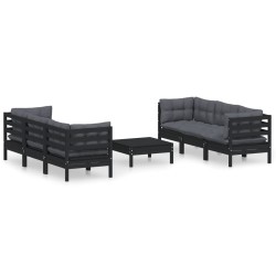 vidaXL 7-tlg. Garten-Lounge-Set mit Anthrazit Kissen Kiefernholz