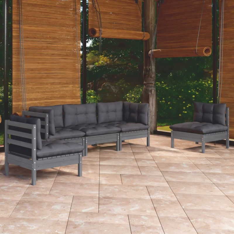 vidaXL 5-tlg. Garten-Lounge-Set mit Kissen Kiefer Massivholz vidaXL 5-tlg. Garten-Lounge-Set mit Kissen Kiefer Massivholz