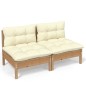 vidaXL 2-Sitzer-Gartensofa mit Creme Kissen Massivholz Kiefer vidaXL 2-Sitzer-Gartensofa mit Creme Kissen Massivholz Kiefer