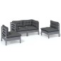 vidaXL 4-tlg. Garten-Lounge-Set mit Kissen Kiefer Massivholz vidaXL 4-tlg. Garten-Lounge-Set mit Kissen Kiefer Massivholz