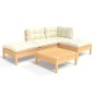 vidaXL 5-tlg. Garten-Lounge-Set mit Creme Kissen Kiefernholz vidaXL 5-tlg. Garten-Lounge-Set mit Creme Kissen Kiefernholz